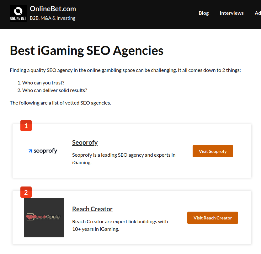 OnlineBet Recommendation